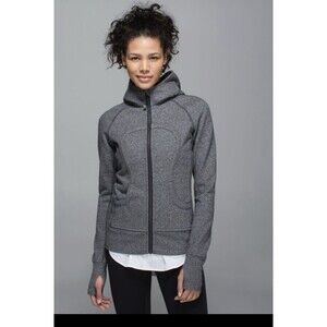lululemon Athletical Women's Scuba Hoodie - Heathered Speckled Grey SZ 2 Fleece